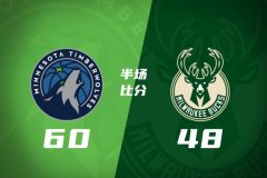 半场战报-森林狼60-48雄鹿 华子&鲍尔合砍25分 库明加8分 希罗